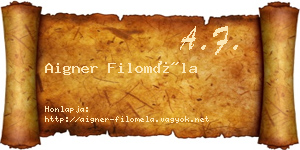 Aigner Filoméla névjegykártya